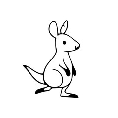 Obraz premium Cartoon of Kangaroo, Black & White