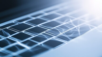 Abstract Laptop Keyboard Closeup with Light Effects