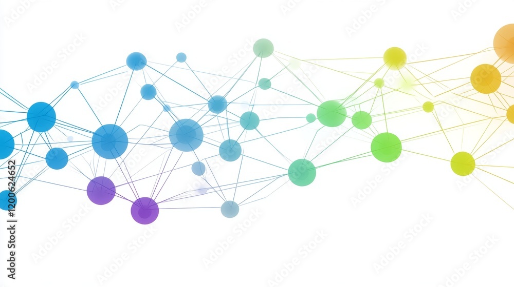 Poster abstract network visualization colorful nodes and connections