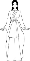 girl wearing hanbok drawing