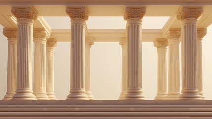 Naklejka premium Elegant Classical Columns Structure Illuminated by Soft Light
