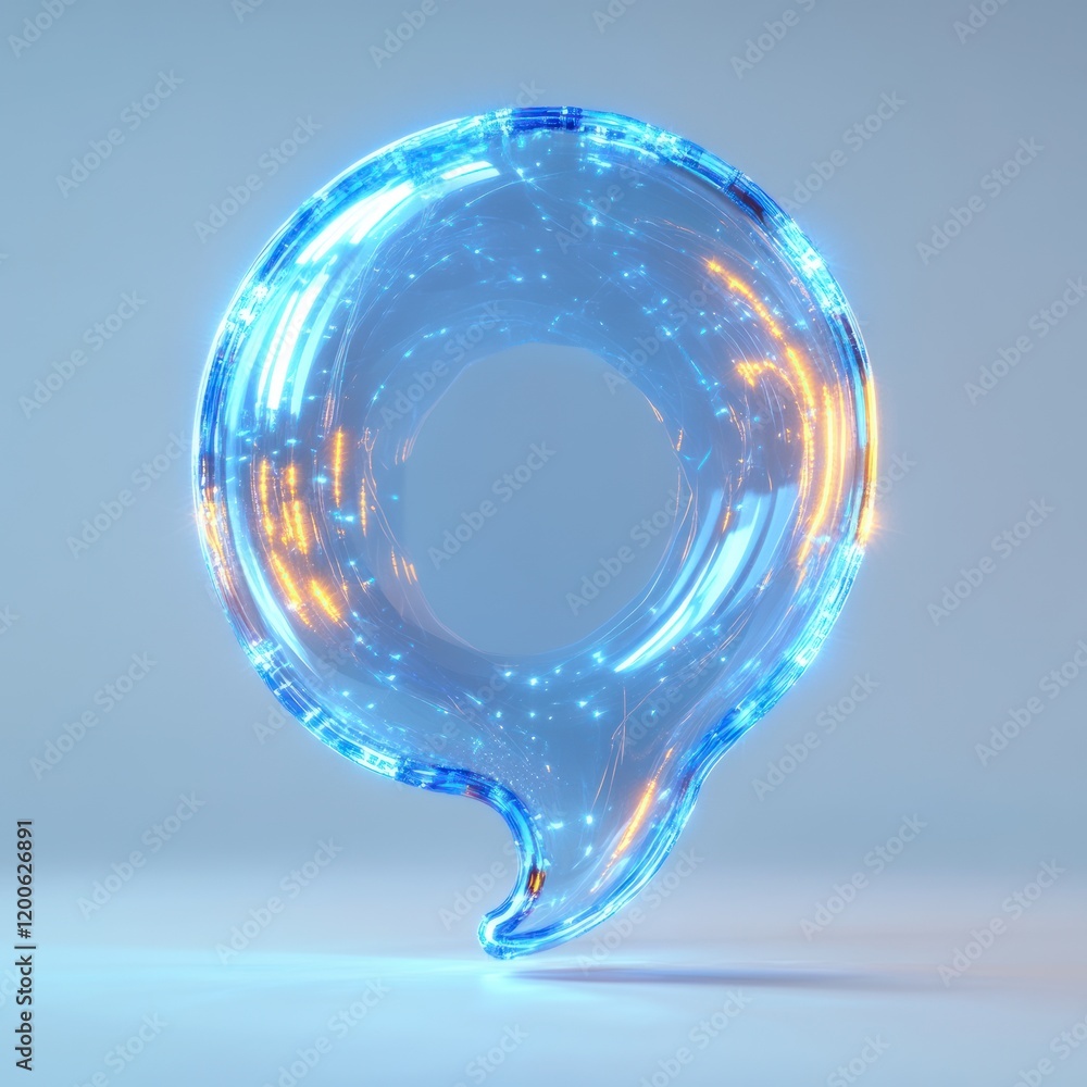 Poster 3d blue speech bubble icon for chat and messaging communication design