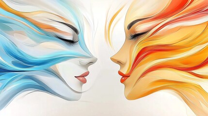 Abstract Portraits of Two Women, Fire and Ice