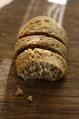 fresh homemade rye bread on a table