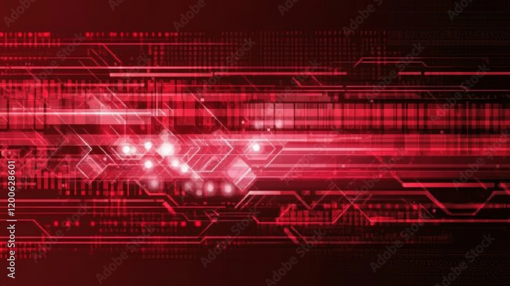 Poster abstract red digital technology circuit background