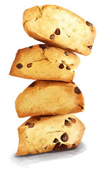 Hand drawn illustration of chocolate chip scones