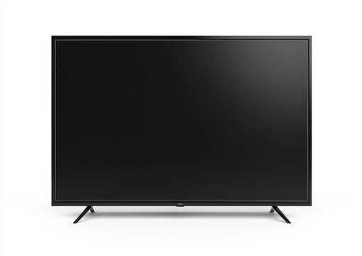 Modern flat screen television on white background.