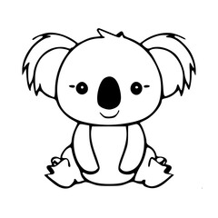 Obraz premium Cartoon of Koala, Black & White