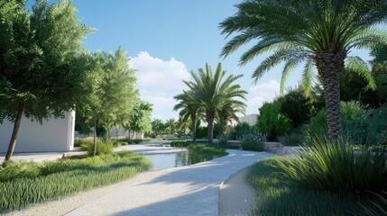 Obraz premium Serene desert oasis landscape
