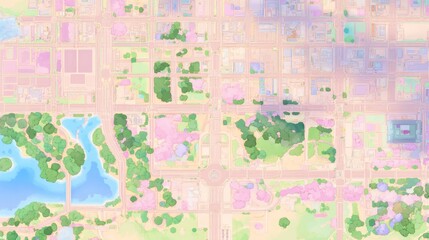 Fototapeta premium Aerial View of City Park and Urban Landscape in Spring
