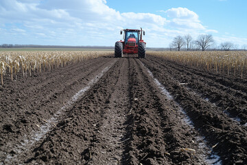 Obraz premium Strip-Till Rig Preparing Narrow Seedbeds for Consistent and Efficient Crop Planting