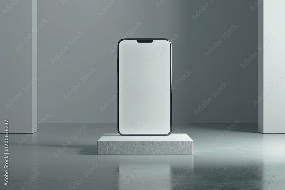 Poster realistic smartphone display, device screen template for presentation uiux design