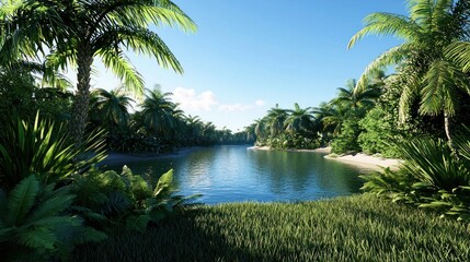 Obraz premium Tropical Paradise Lake