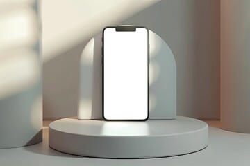 Premium Quality Image of Realistic Smartphone Vector Mockup with Podium, 3D Stylized Phone