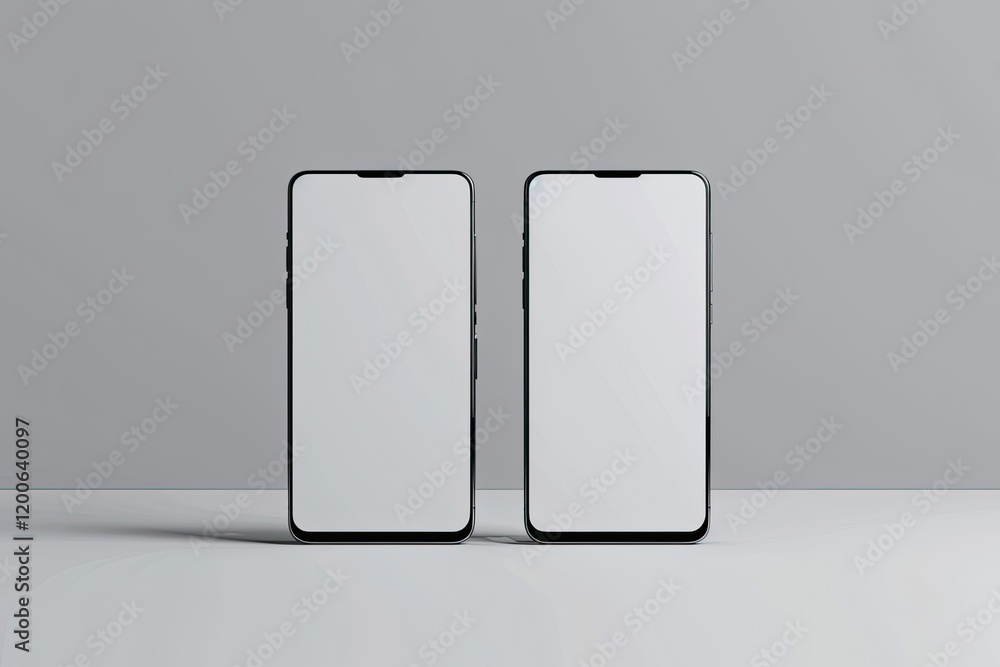 Poster premium quality image of two smartphone mockup with 3d modeling