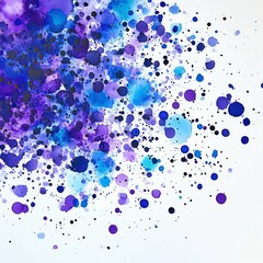 Abstract design with dynamic blue and purple splashes of color on a clean white background, creating a vibrant and energetic artistic composition.
