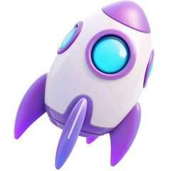Fototapeta premium Cute rocket 3d render icon illustration