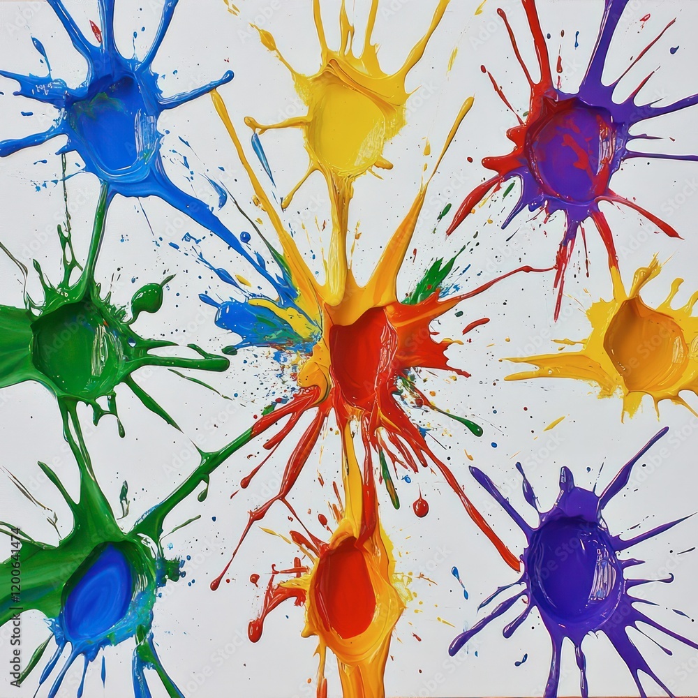 Poster a vibrant splash of colors creating an artistic design with floral elements, adding decorative, colo