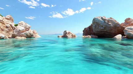 Fototapeta premium Serene ocean cove with turquoise waters