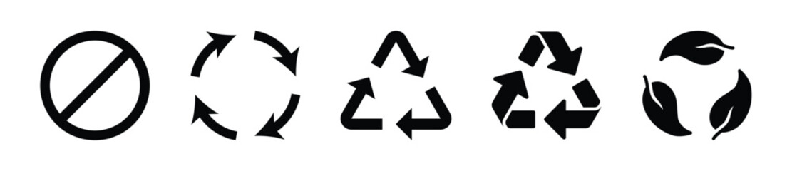 Recycle icon element set. Refuse, reduce, recycle symbol set - Vector