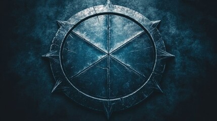 Fototapeta premium Ancient Circular Stone Emblem with Spikes