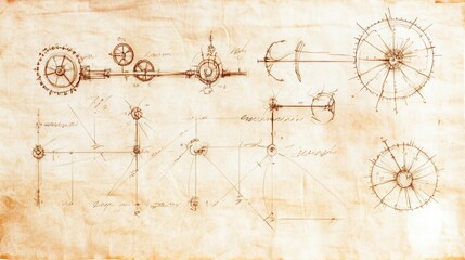 Ancient Engineering Schematics Gears, Wheels, and Mechanisms