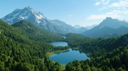 Alpine Lake and Mountain Scenery