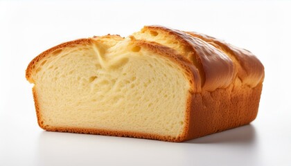 Sliced loaf of golden-brown bread, soft crumb