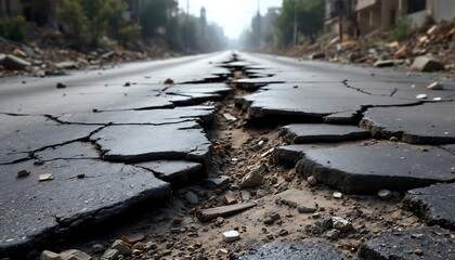 Devastated Road: A Testament to War's Destruction in a Desolate Landscape