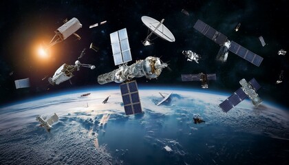 Space debris surrounds Earth, a cosmic graveyard.