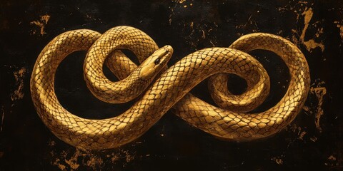 Obraz premium A Golden Snake Forms An Infinity Symbol