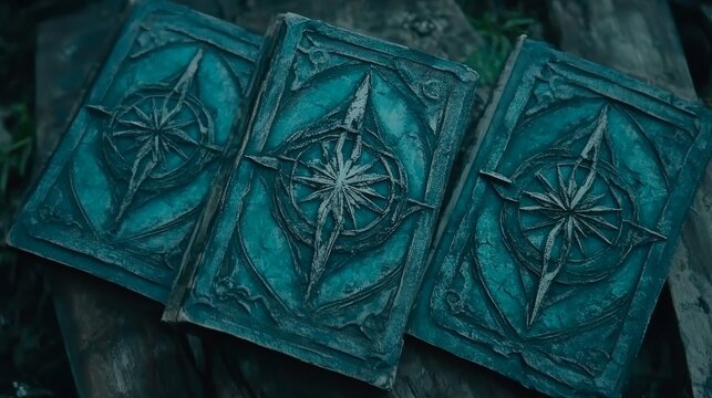 Ancient Teal Compass Books Mysterious Discovery