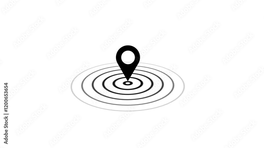 Poster map pin icon, gps pointer. black color location route gps position gps location pointer animated wit
