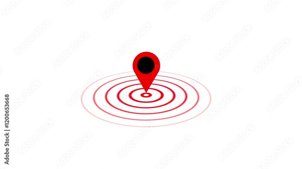 Poster map pin icon, gps pointer. red color location route gps position gps location pointer animated with 