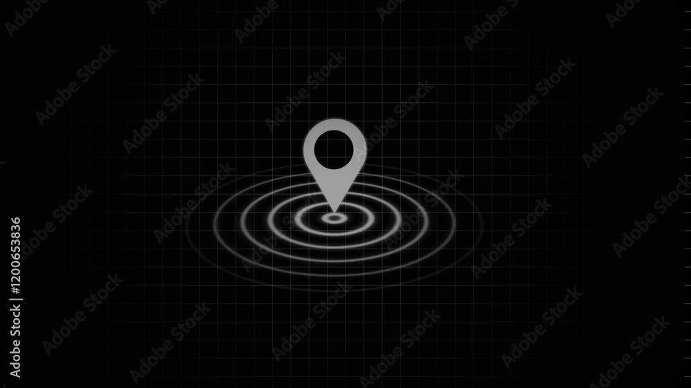 Poster map pin icon, gps pointer. white glow location route gps position gps location pointer animated with