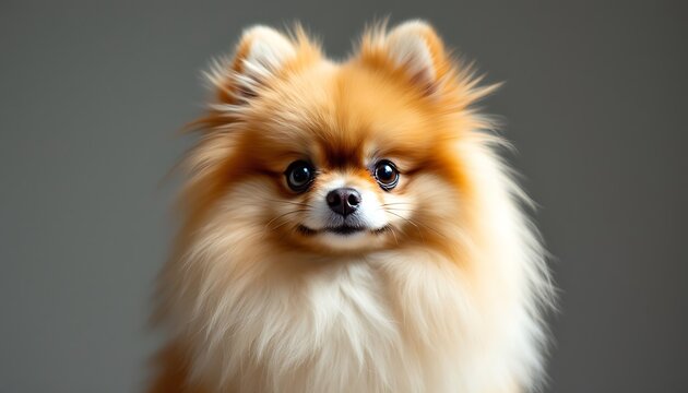 Adorable Pomeranian Puppy Dog Portrait Photo