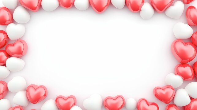 A cheerful Valentine's Day template featuring heart-shaped balloons on a pink and white background, providing a lovely space for messages or event announcements.