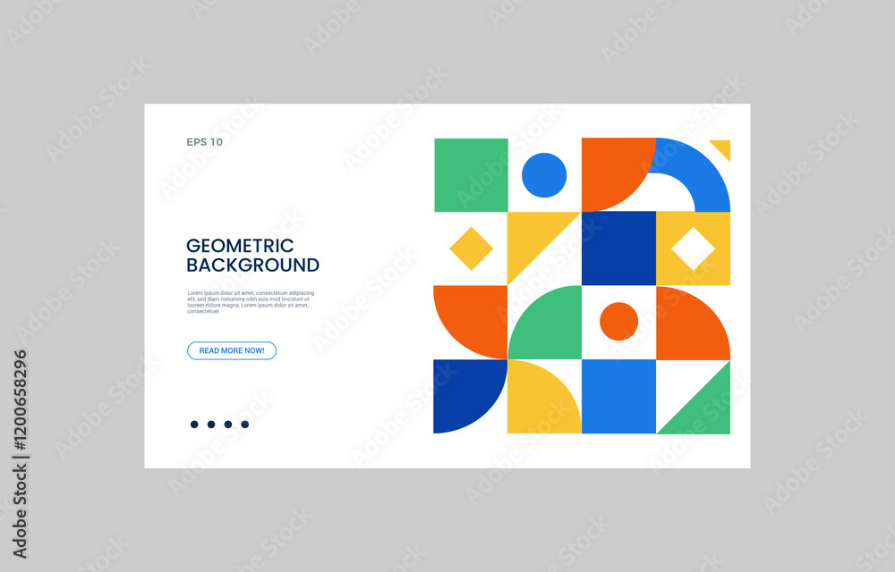 Poster modern minimalist landing page with random geometric shape art for presentation background or web te