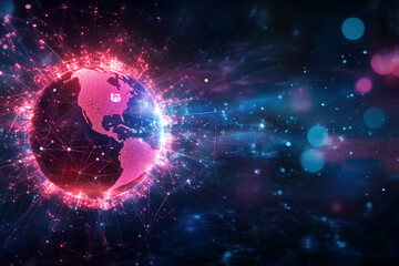 Obraz premium Futuristic Digital Globe Highlighting Global Health Security with Biosecurity and Vaccine Distribution