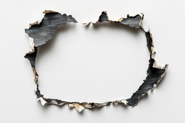 Burned paper frame, ragged edges. Ideal for designs needing a grunge, damaged aesthetic.