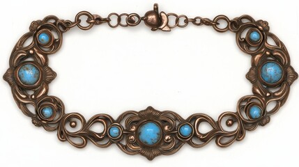 Obraz premium Antique Bronze Bracelet with Turquoise Stones