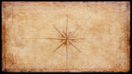 Antique Compass Rose on Aged Parchment Paper (2)