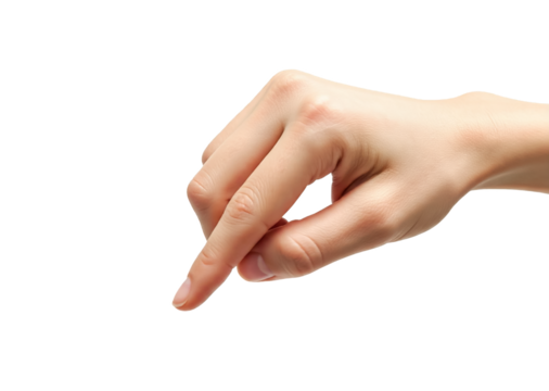 Abstract young woman's hand on white background