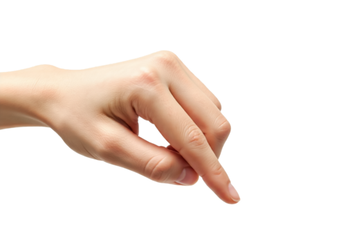 Abstract young woman's hand on white background