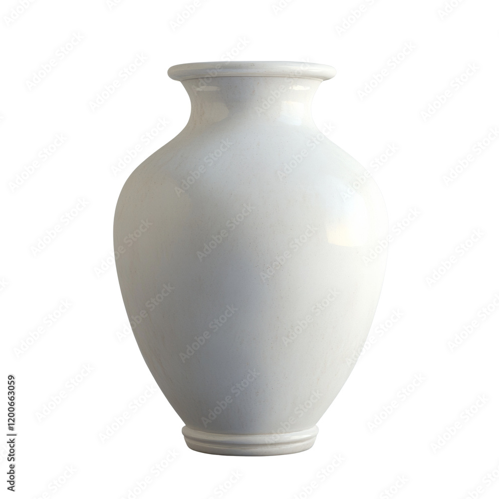 Aufkleber A simple yet elegant white ceramic vase stands on a light gray background showcasing its clean lines and smooth texture.
