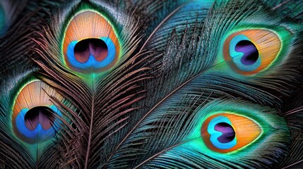Obraz premium Majestic Peacock Feathers: A Close-Up View of Nature's Masterpiece