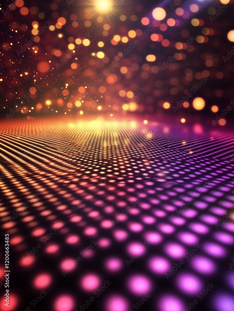Poster The image could be named: Glowing neon lights with colorful patterns in a dark abstract background