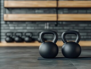 digital fitness workouts. A futuristic home workout setup with smart kettlebells tracking reps, weight lifted, and progress analytics, fitness innovation, workout insights