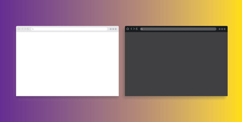 Fototapeta premium Blank browser windows. Browser mockups. light mode dan dark mode 
