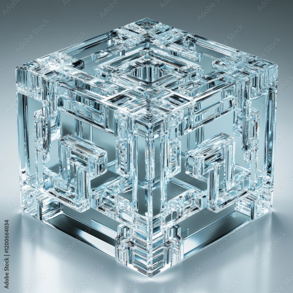 Poster 3d cube puzzle and abstract architecture design
